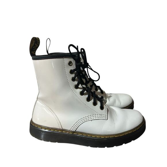 Dr Martens Boots Uni Sex L8 M7 White Zavala Lace Up Smooth Leather Combat Used - Picture 1 of 7